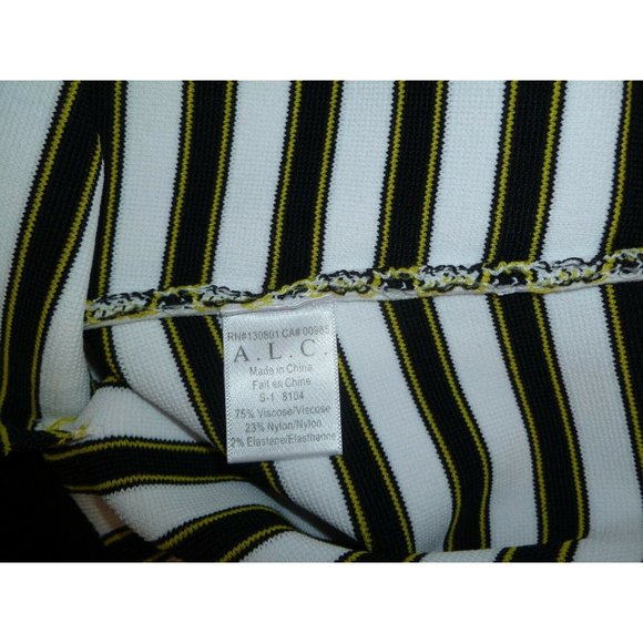 A.L.C. NWT Pencil Skirt Marilyn Stripe Knee Length Yellow Black ALC Small - Picture 7 of 7